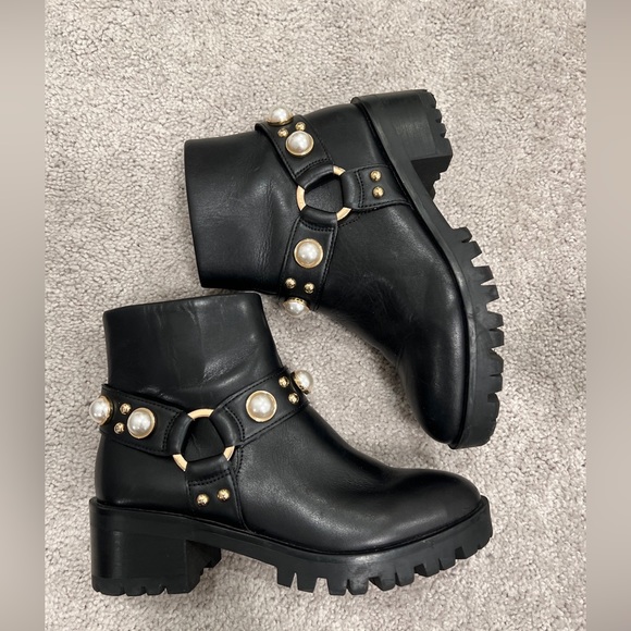 Karl Lagerfeld Paris Pixie Embellished Moto Booties (Retail $189) - Picture 9 of 9